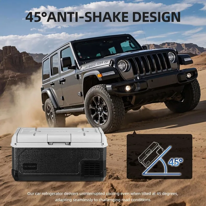 ثلاجة سيارة 12 فولت، ثلاجة فريزر محمولة 32 كيو تي مع مبخر توسيع ضربة، -4 ℉ ~68 ℉   مبرد فريزر تيار متردد 12/24 فولت و120-240 فولت تيار متردد