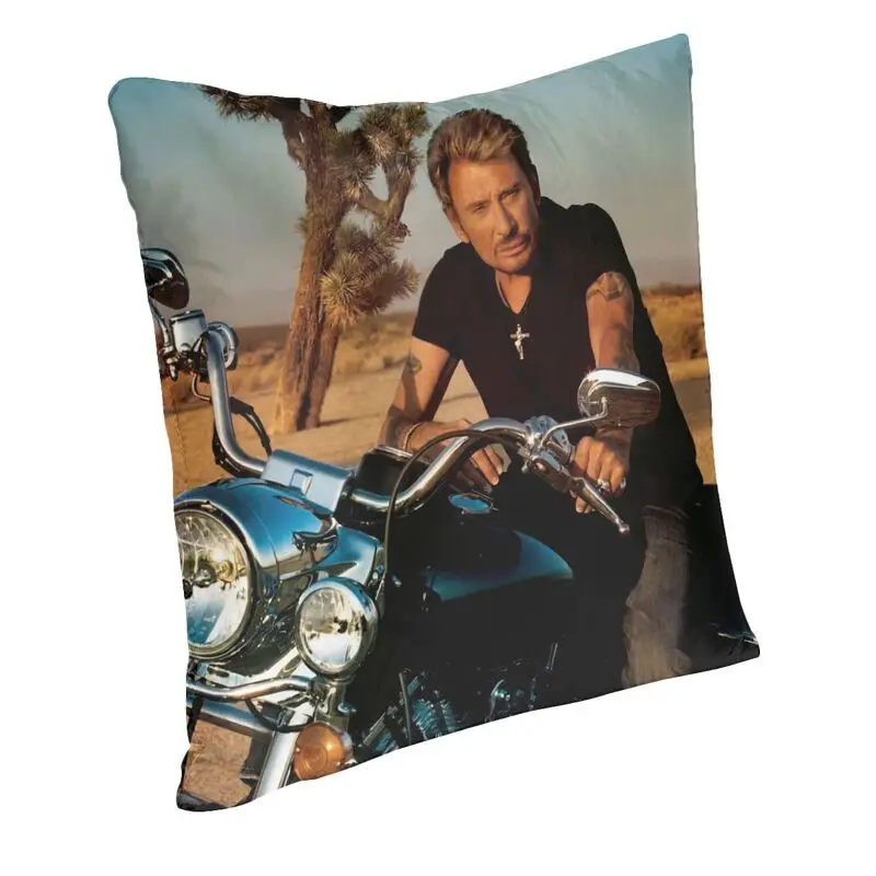 Motorcycle Johnny Hallyday Pillow Case 40x40cm Decorative French Rock Singer Modern Cushion Cover Soft Pillowcase