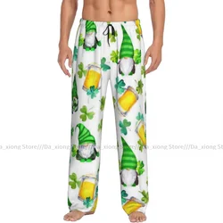 Men's Sleepwear Loose Sleep Pants Pajamas Saint Patrick Day Gnomes Lucky Leaf Beer Mugs Long Lounge Bottoms Casual Homewear