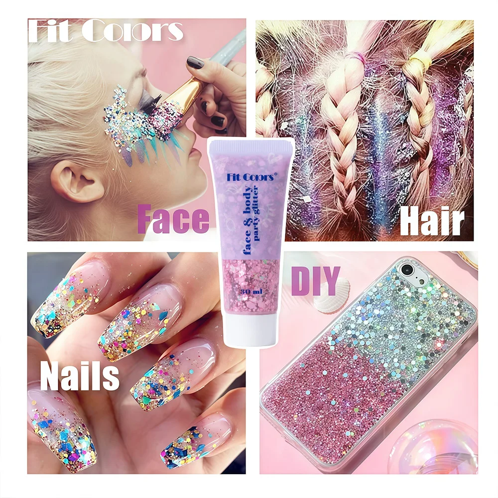 1set 30ML Mermaid Scale Glitter Gel Face Body Glitter Eyeshadow Holographic Dichroic Stage Makeup Cross Border