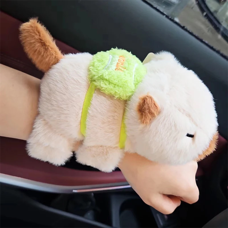 Kawaii Funny Capybara Plush Clap Circle Hand Ring For Women Girls Cartoon Cute Capybara Wristband Bracelet Children Gifts