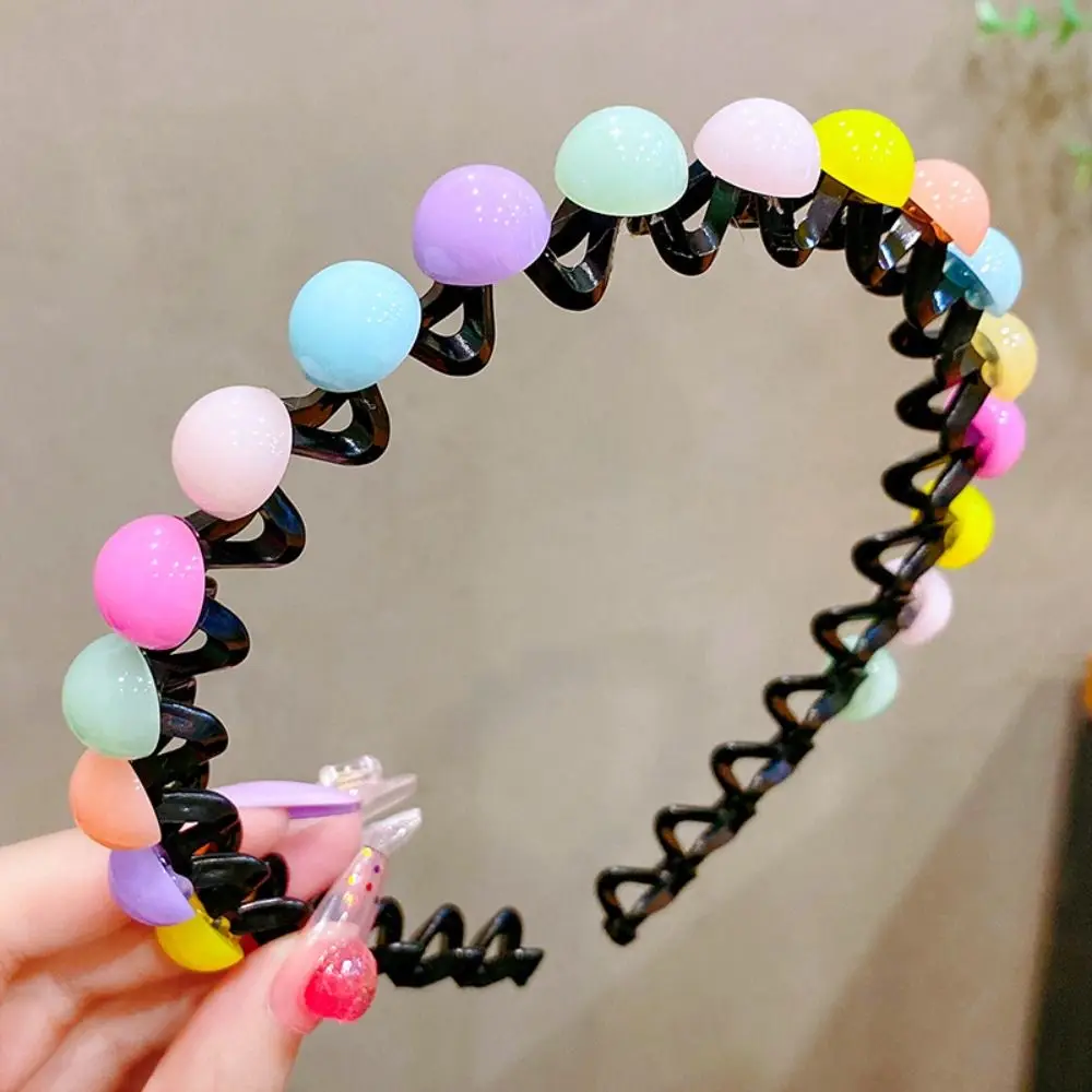 Korean Double Bangs Hairpin Hairband Braided Princess Children's Wave Hair Hoop Colorful Flower Kawaii Teeth Headband Party