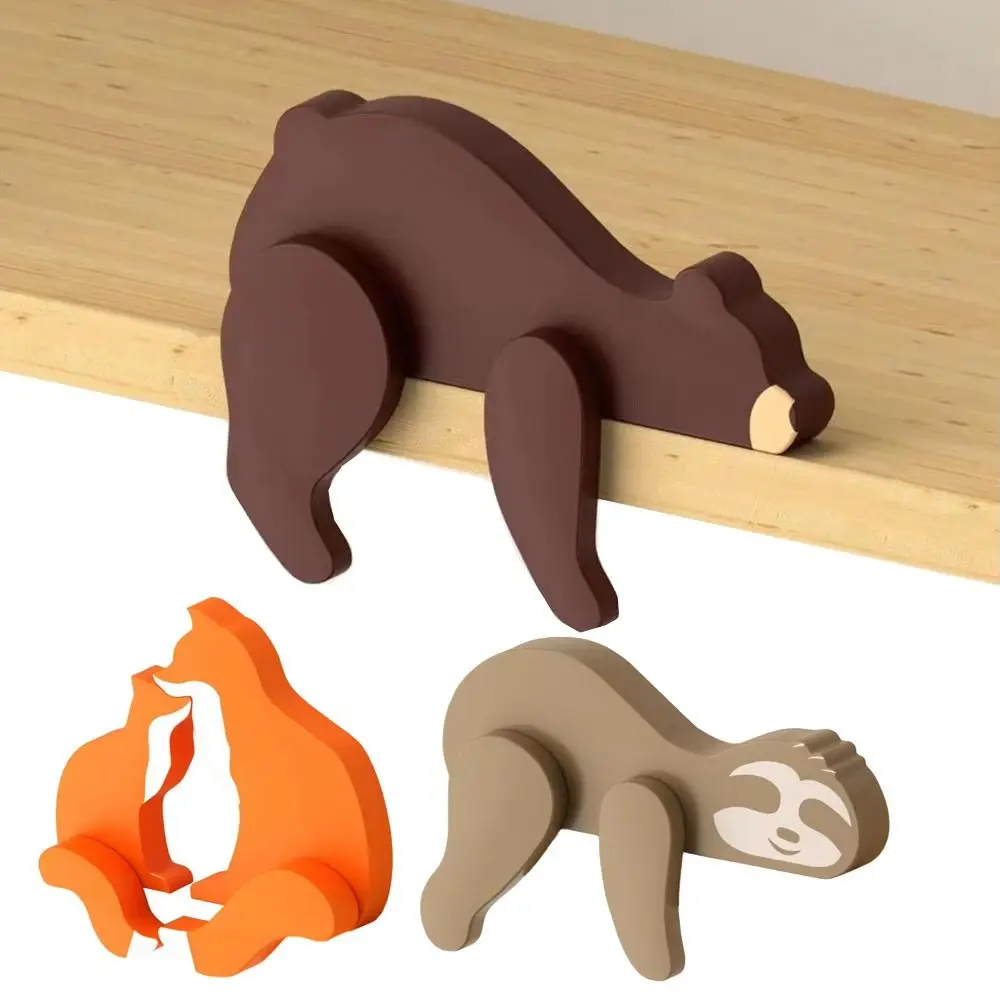 

Mobility Wooden Animal Ornament Stable Non-slip Woodland Bear Figurine Portable Durable Sleeping Bear Door Corner Protector