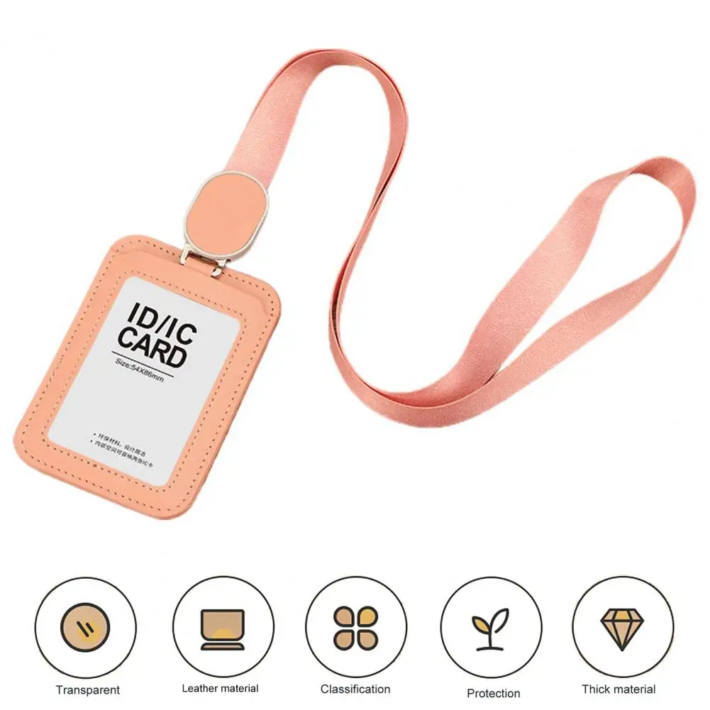 Card Sleeve Transparent Design Id Badge Holder with Durable Lanyard Retractable Reel for Work Outdoor Activities Events Card