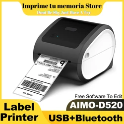 AIMO D520 4 Inch Shipping Label Printer Thermal Printing No Need Ink USB & Bluetooth Connect With Computer Phone Waybill Printer