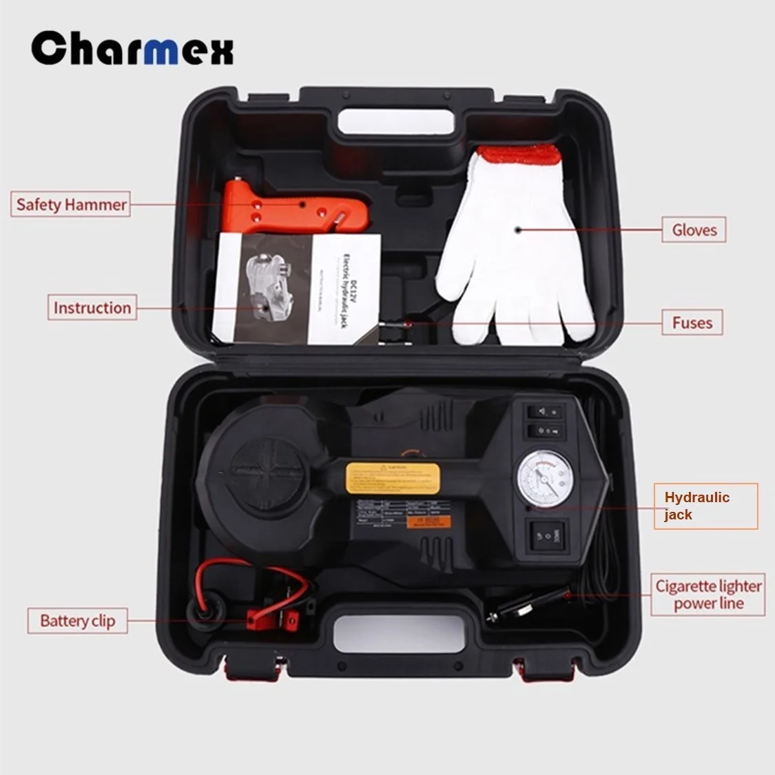 Charmex Car Accessories 12V Electric Hydraulic Cylinder Motor Car Jack Lift Max. Load 5 Tons