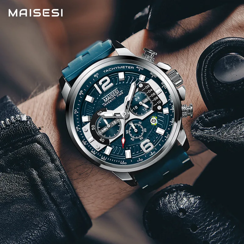 MAISESIMysesi Genuine Goods Ocean Heart Large Dial Personalized Tape Sports Watch