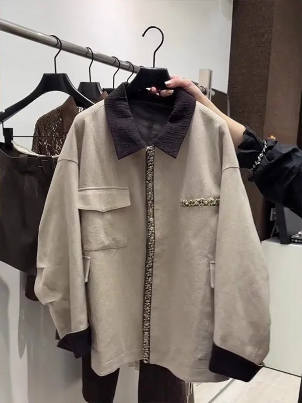 

Американский ретро-стиль, большой размер, 300 пу, цветной, рабочий костюм, куртка, осень-зима, новинка, универсальный топ, молодежный стиль, тепло