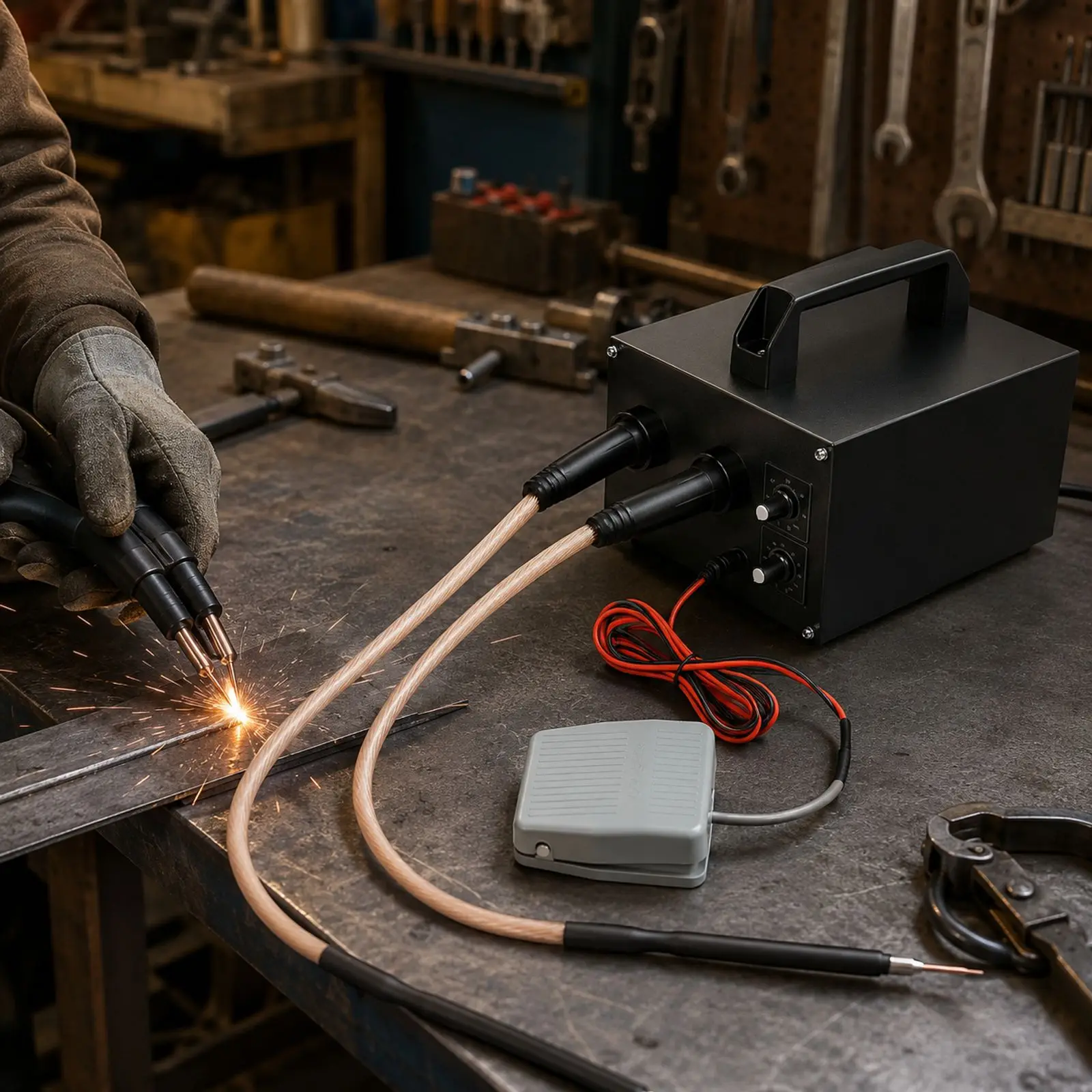 1600A 6700W Batterie-Punktschweißgerät 40-100A Einstellbarer Strom 0-100s Pulsschweißwerkzeug für 18650 Batteriepack-Montage EV Powerbank Laptop-Akku Vernickelter Stahl 0,25mm Edelstahl 0,3mm Schweißen – Detail 11