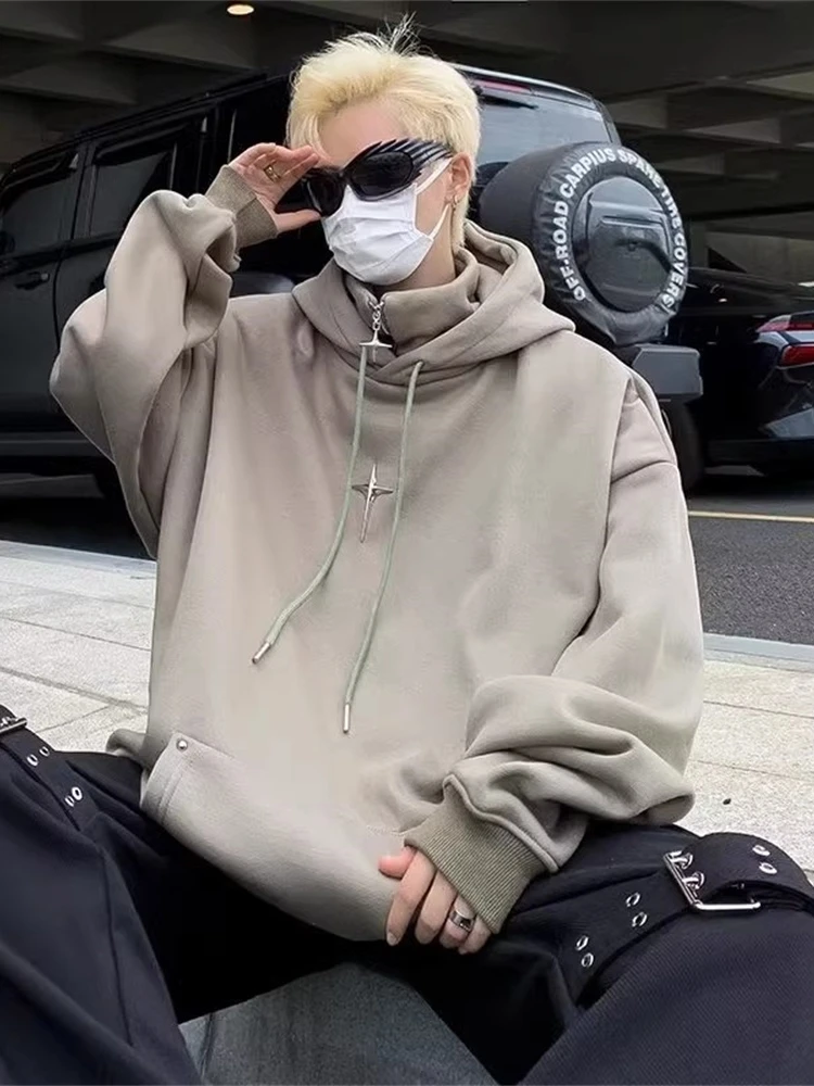 

Мужская толстовка с высоким воротником на молнии, весенне-осенняя, повседневная, в стиле хип-хоп, уличная одежда, плотная, в стиле ниндзя