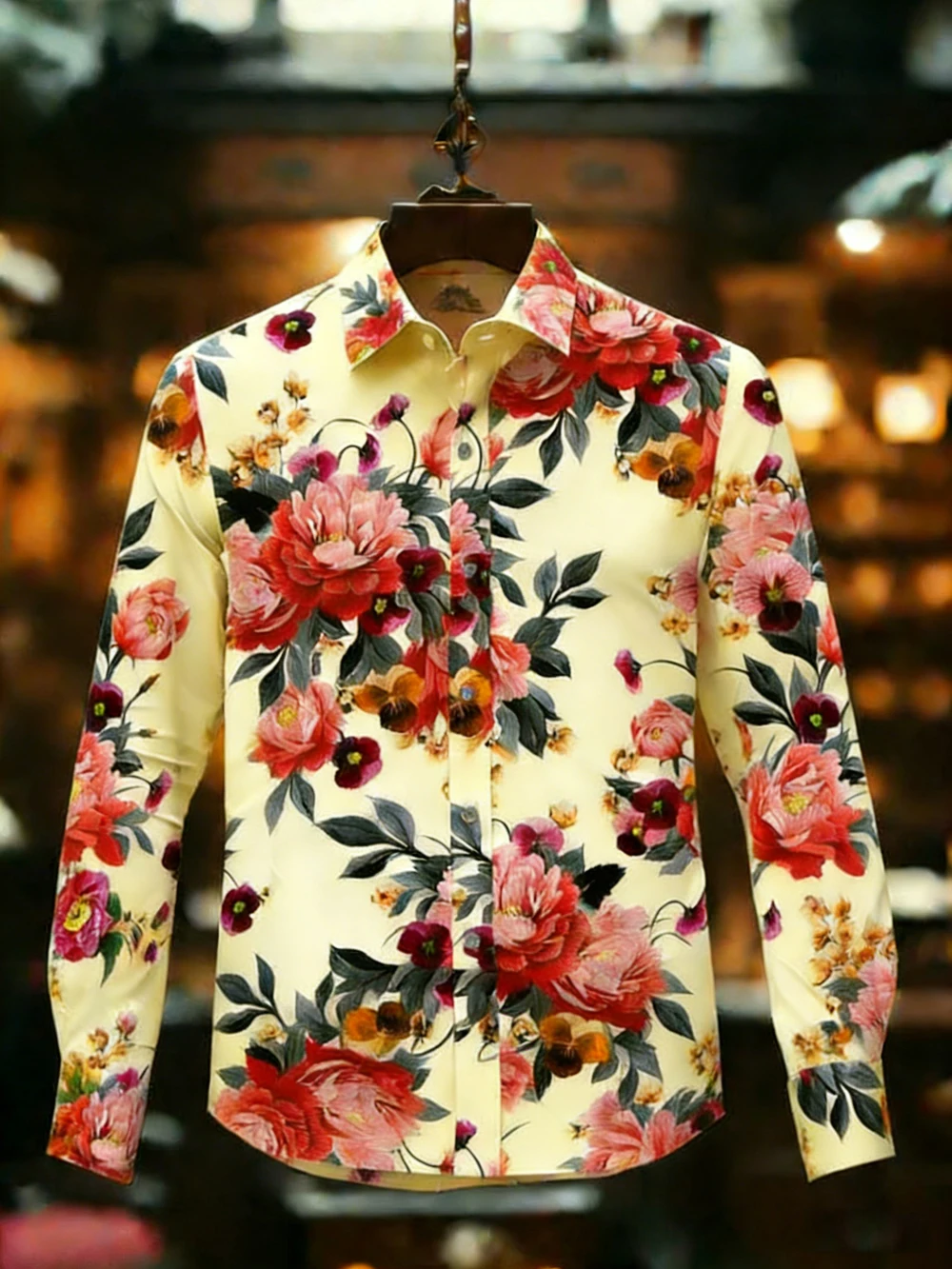 Men's Long Sleeve Collar Shirt Plant Flower High Definition 3D Printed Shirt Hawaiian Vacation Social Performance Shirt for You view 6