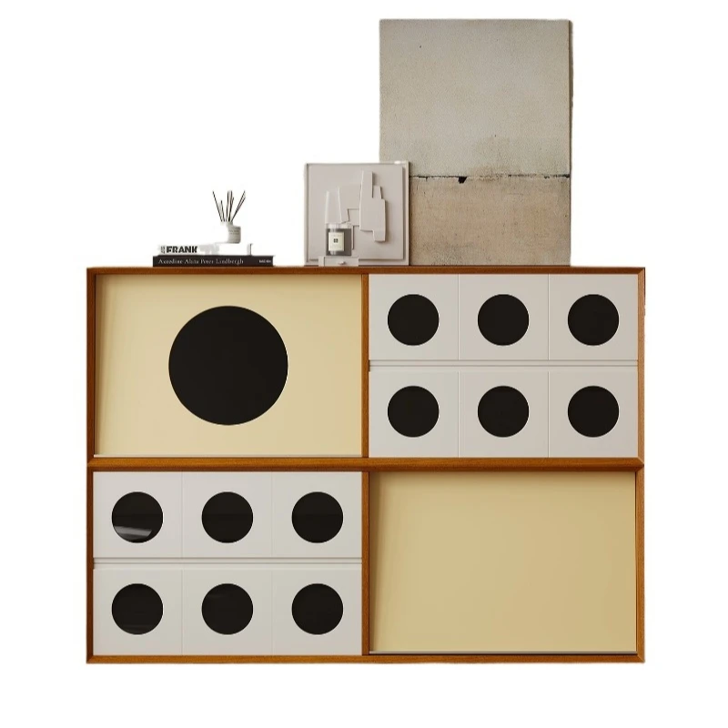 

Medieval small apartment floor-to-ceiling living room chest light luxury high-end creative module combination cabinet