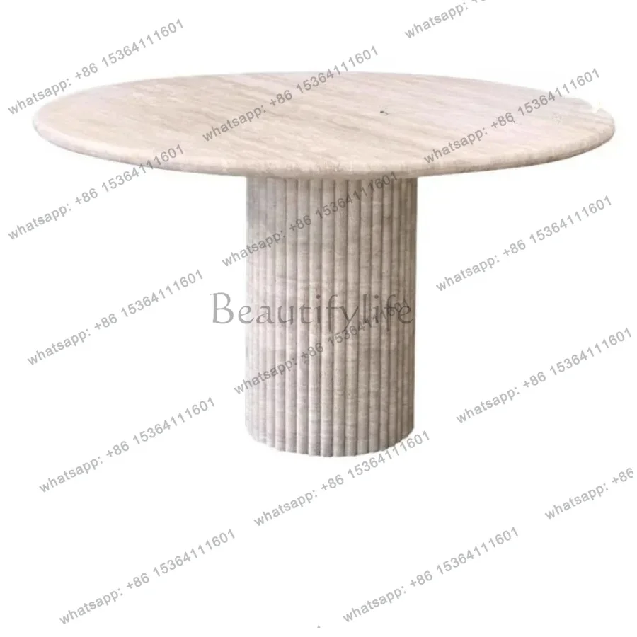 

Nordic natural marble dining table simple modern high-end custom travertine round table creative dining table