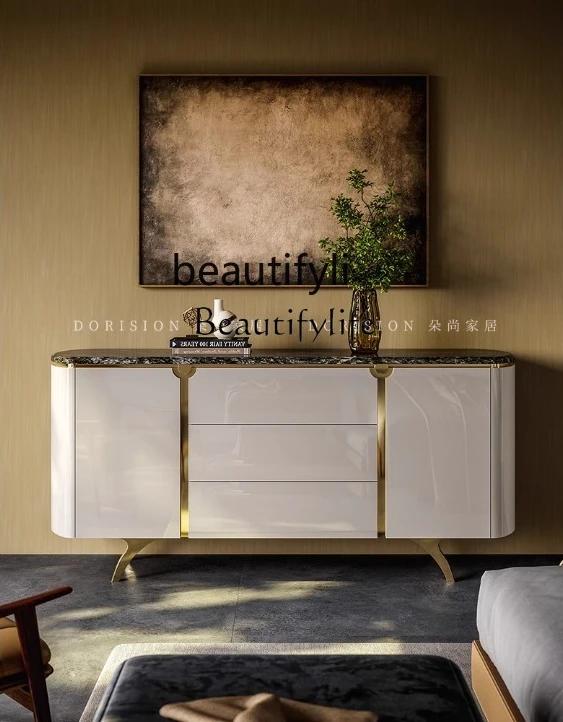 

porch cabinet Italian side locker living room against the wall tea side cabinet light luxury porch