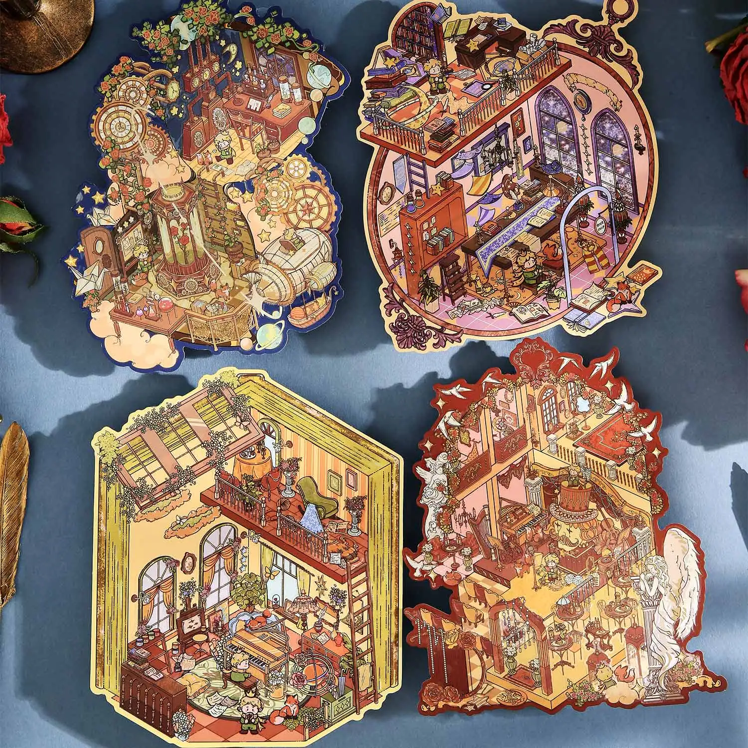 

3 листа/пакет, ПВХ, сказка, миниатюрная сцена, наклейка, роза, звезда, космический корабль, узор, коллаж, ландшафтный дизайн, креативная наклейка «сделай сам», сумка