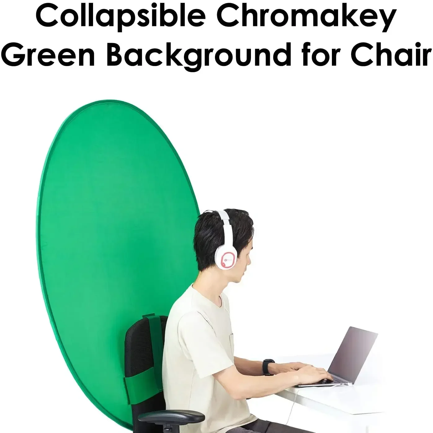 TENWISH Chroma Key Green Screen on Chair for Tiktok Video OBS Live Zoom Webcam Meeting Conference Youtube Virtual Background