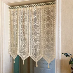 2024 New Door Curtains with Tassel For Doorways Lace Hollow Partition Crocheted Curtain Home Decoration For Living Room/Balcony