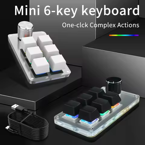 6 Keys 1 Knob Custom Wired Mini Keyboard To Enable RGB Lighting Macro Custom Keyboard Hot Swappable Mini Keyboard Photoshop Use