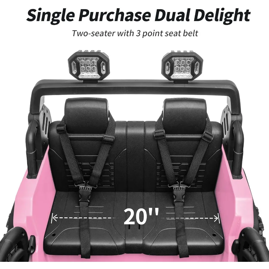 2人乗り乗用玩具、24V 4WD電動カー（4～8歳向け）、リモコン付き、4x200Wモーター、耐荷重150ポンド - ライトピンク