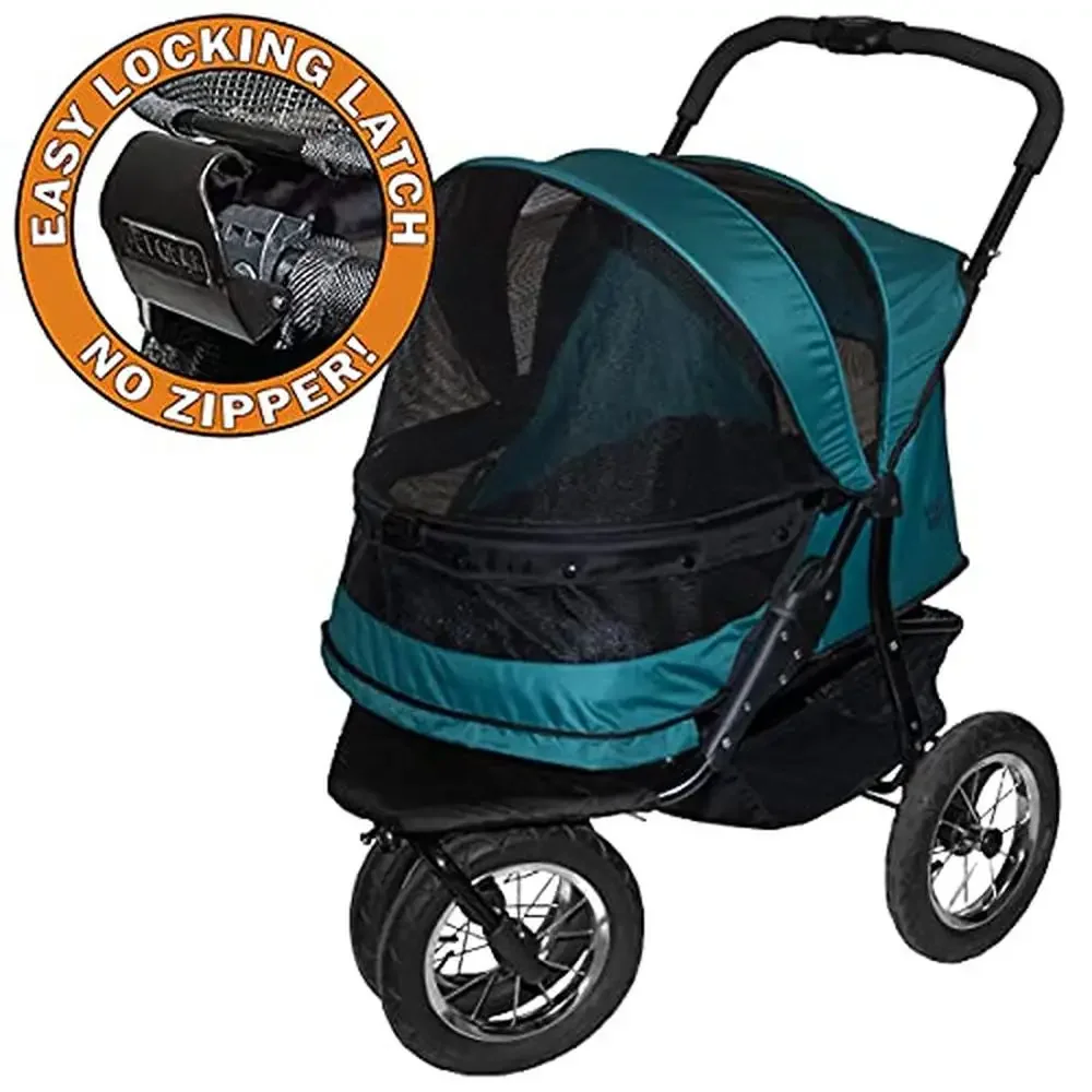 Double Pet Stroller Plush Pad Included No-Zip Entry Dogs/Cats Weather Cover Large Gel Tires 27"x20"x23" Cabin Size 90lb Capacity