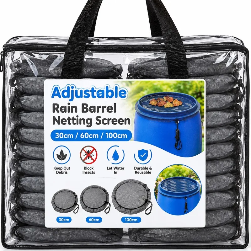Adjustable Rain Barrel Screen Rainwater Tank Protector Anti Insect Filter Leaf Guard Garden Water Collecting Mesh Netting Cover