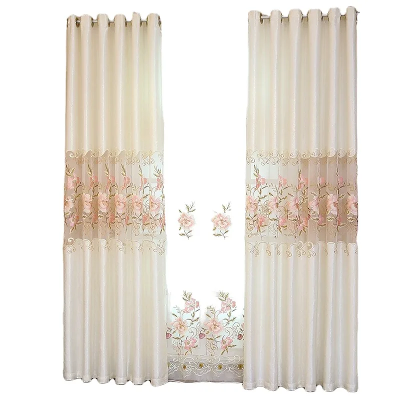 Elegant Design High Quality Luxury Turkish Jacquard Embroidered White Living Room Curtains with Grommet