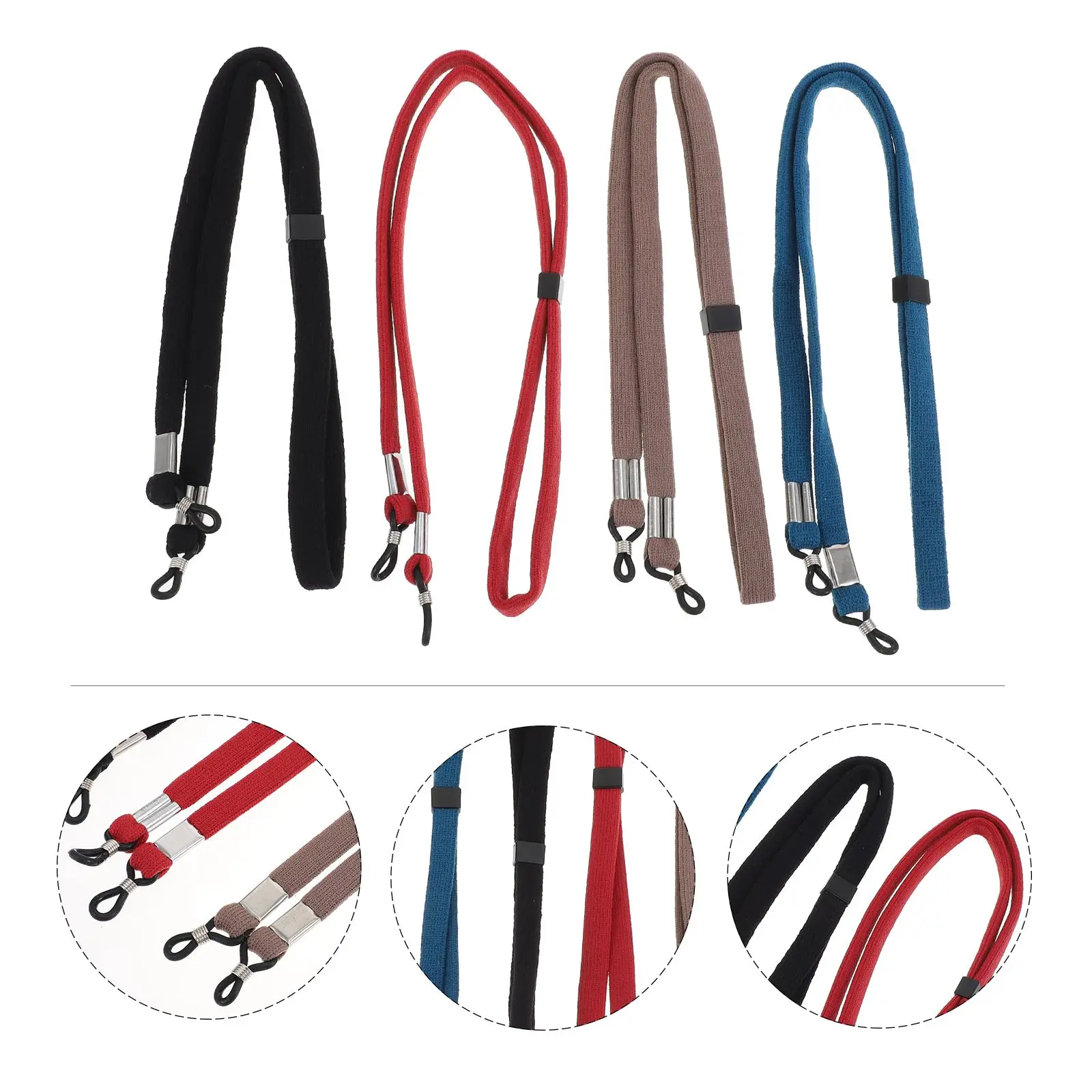 4 pièces lunettes corde élastique réglable anti-dérapant lunettes de soleil sangle en alliage de Zinc Durable sport bande lunettes Protection du travail haut de gamme