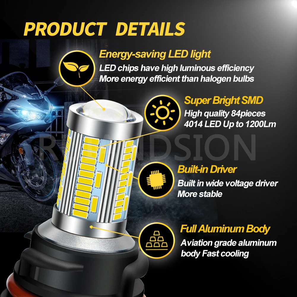 Picture 3: 2pcs 1200lm White PH11 9014 Motorbike Head Lamp Bulb 84SMD High Low Beam Motorcycle Headlight 12V 24V For YAMAHA SUZUKI HONDA