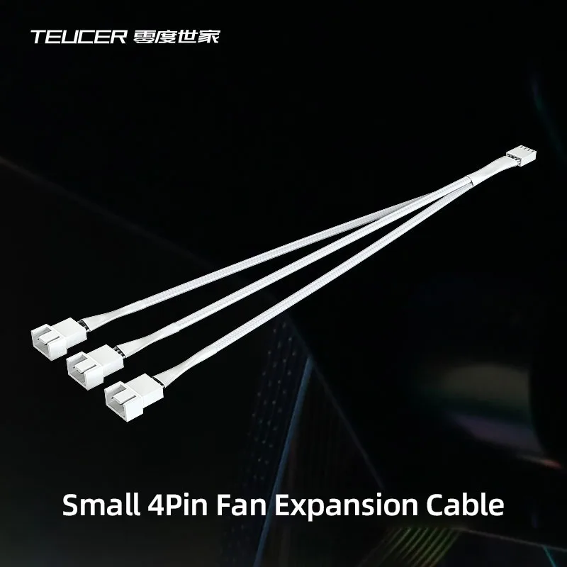 TEUCER PWM 4pin Fan Extension Splitter Hub Cables Motherboard CPU 4 pin Y Splitter Cable Fan PC Case Fan Extension Adapter