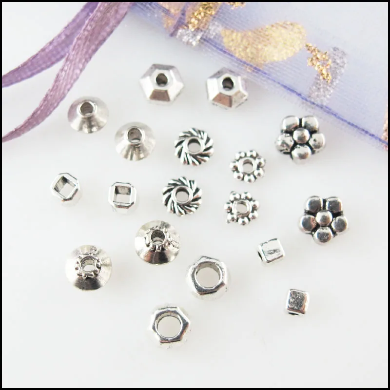 Fashion New Daisy Flower Cone Square Tiny Star Charms Spacer Bar Beads Tibetan Silver Plated