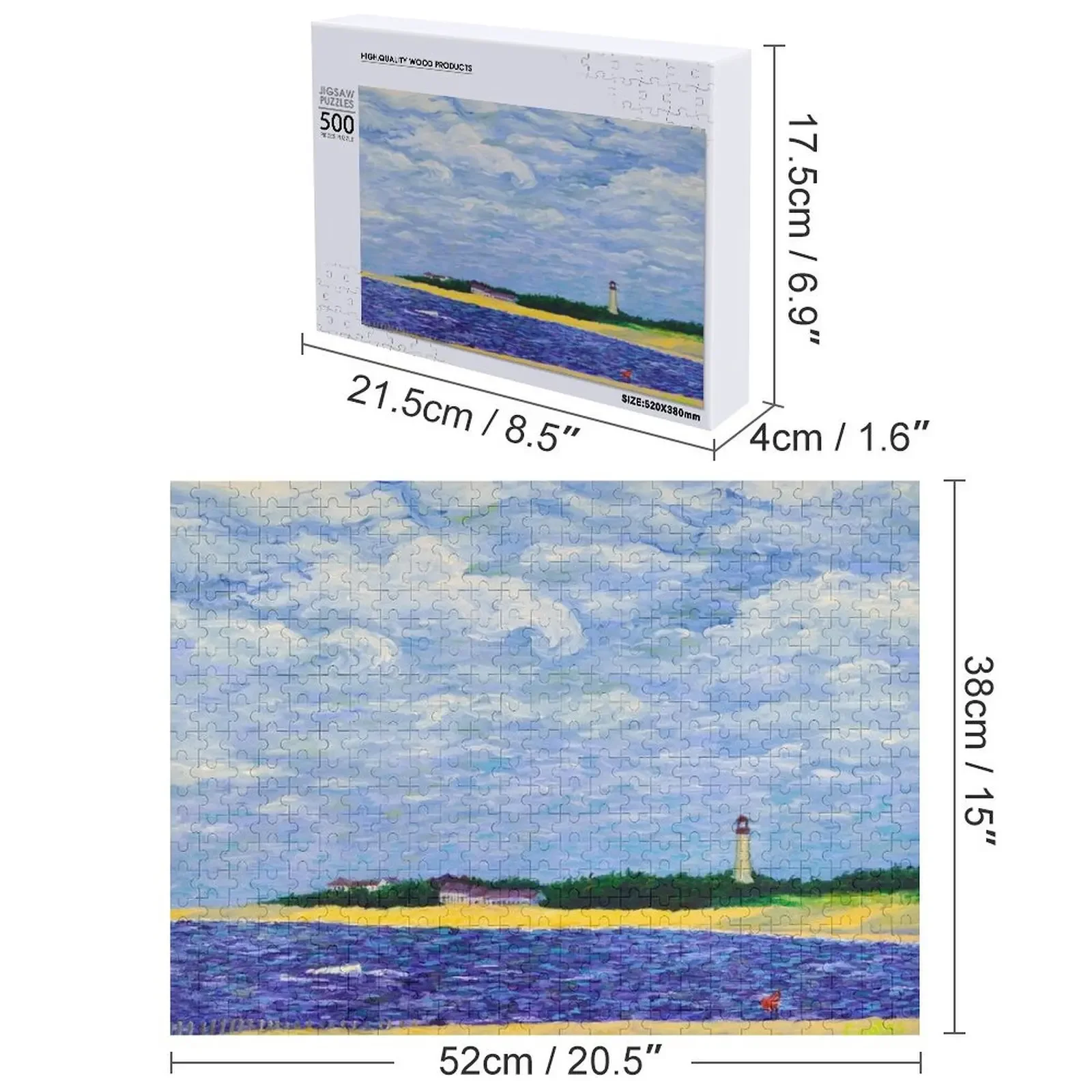 จิ๊กซอว์ภาพประภาคารเคปเมย์ ของเล่นไม้ ของเล่นสั่งทำพิเศษสำหรับเด็ก ปริศนาไม้สำหรับผู้ใหญ่