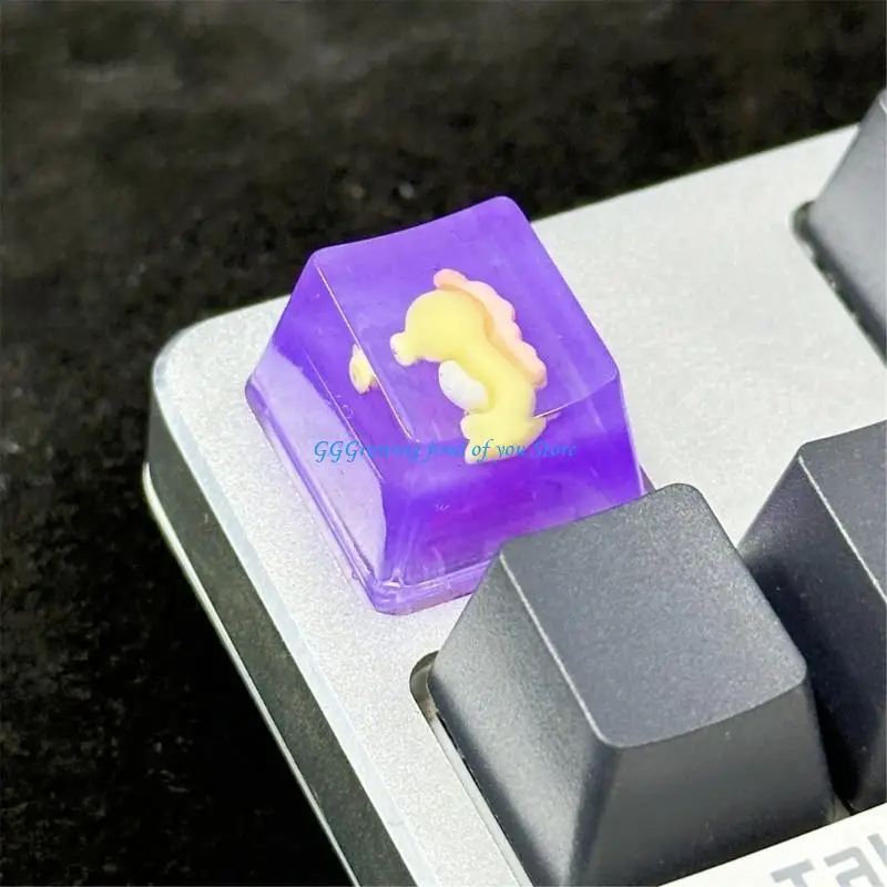 

H9EB Gamings Keycaps Resin Keycap Animal Pattern Backlit Through Keycap for Mechanical Keyboards