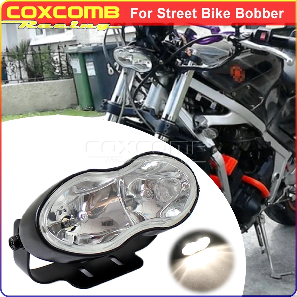 

Motorcycle Fox Eye Head Light For Harley Sportster Cruisers Chopper Bobber Cafe Racer K100 Ducati Twin Double Light H3 Head Lamp