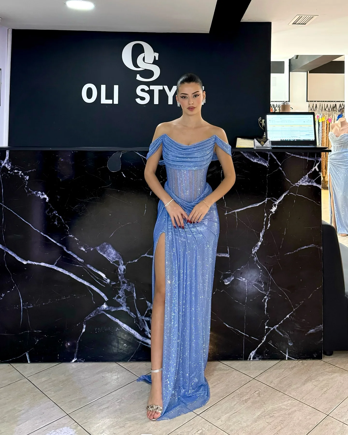 

Mermaid Off Shoulder Prom Dresses 2025 Sleeveless Glitter Evening Dress Women Split Formal Gown robes de soirée Customized