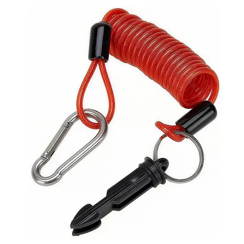 

A41I Emergency Brake Safety Lanyard With Pin, 6FT Breakaway Cable In Stainless Steel Spring Coiled Wire For Trailers,Heavy Duty