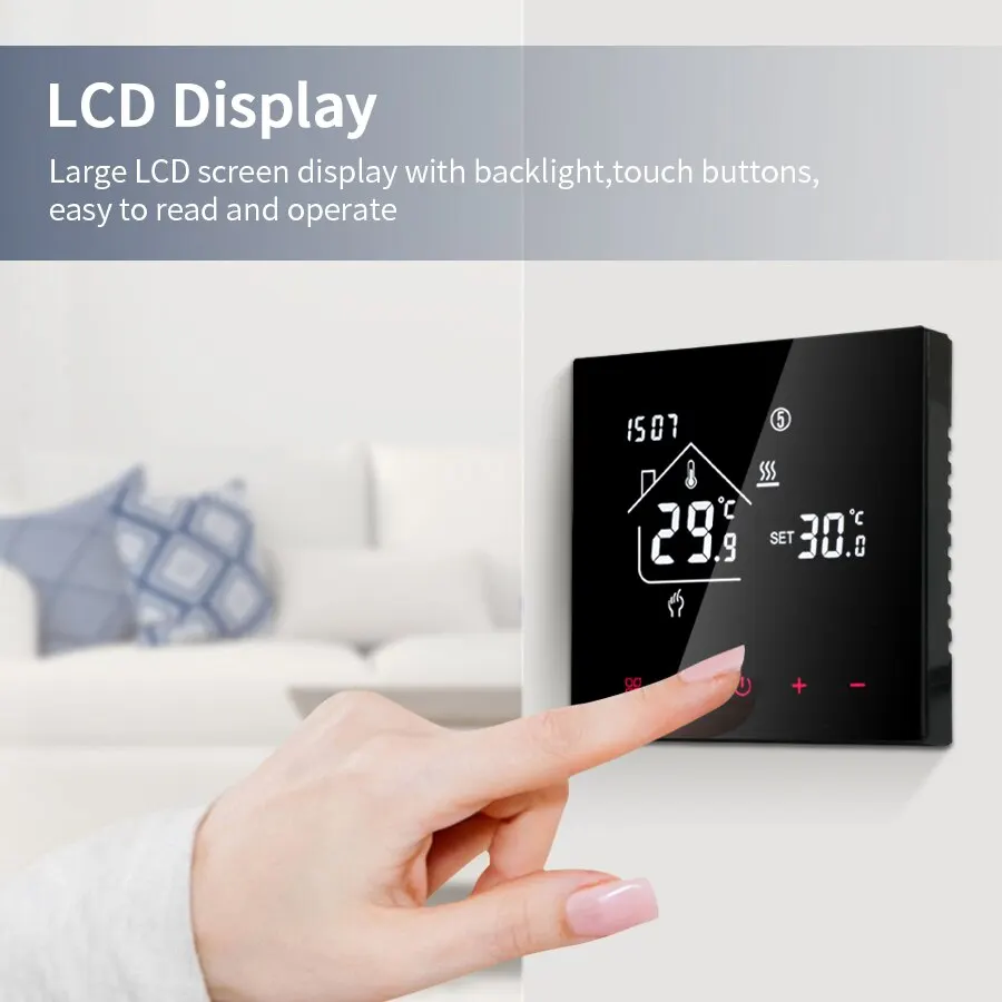 LCD Touchscreen Thermostat Programmable Electric Floor Heating System AC 110V 220V Temperature Controller for Home