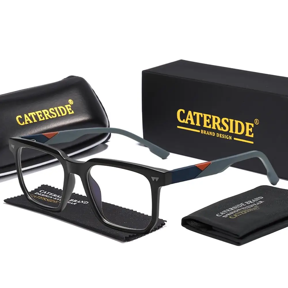 CATERSIDE Herren Anti-Blaulicht-Brille, Tr-90, quadratisch, großer Rahmen, flache Lichtbrille für Damen, Computer-Lese-Schutzbrille – Detail 5