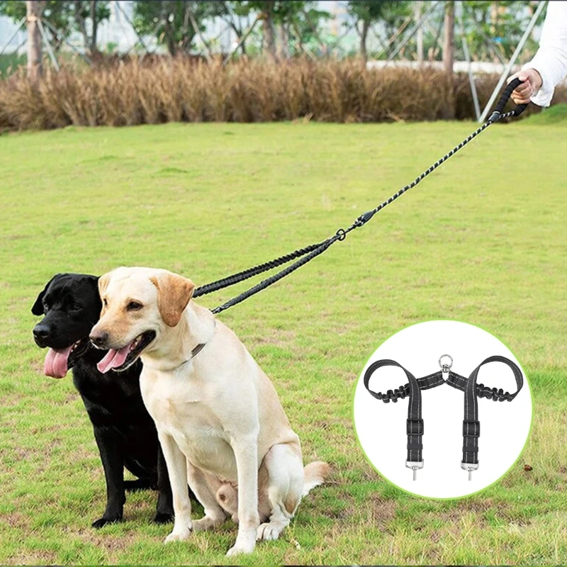 

Double Ended Pet Leads For 2 Dog Tear Resistant Nylon Secure Clip Walking Rope