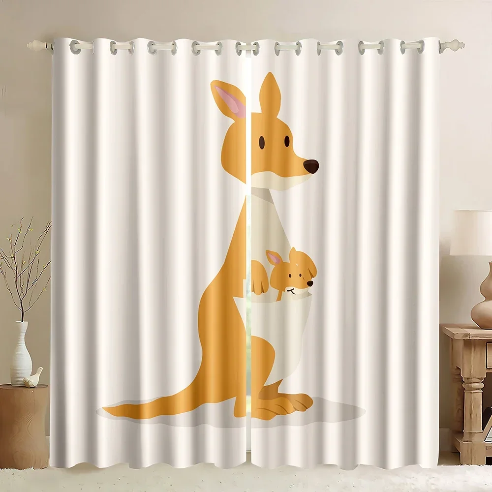 

Занавеска для окна с изображением кенгуру, кенгуру с уваллией на белом фоне, милый принт с кенгуру, австралийские дикие животные