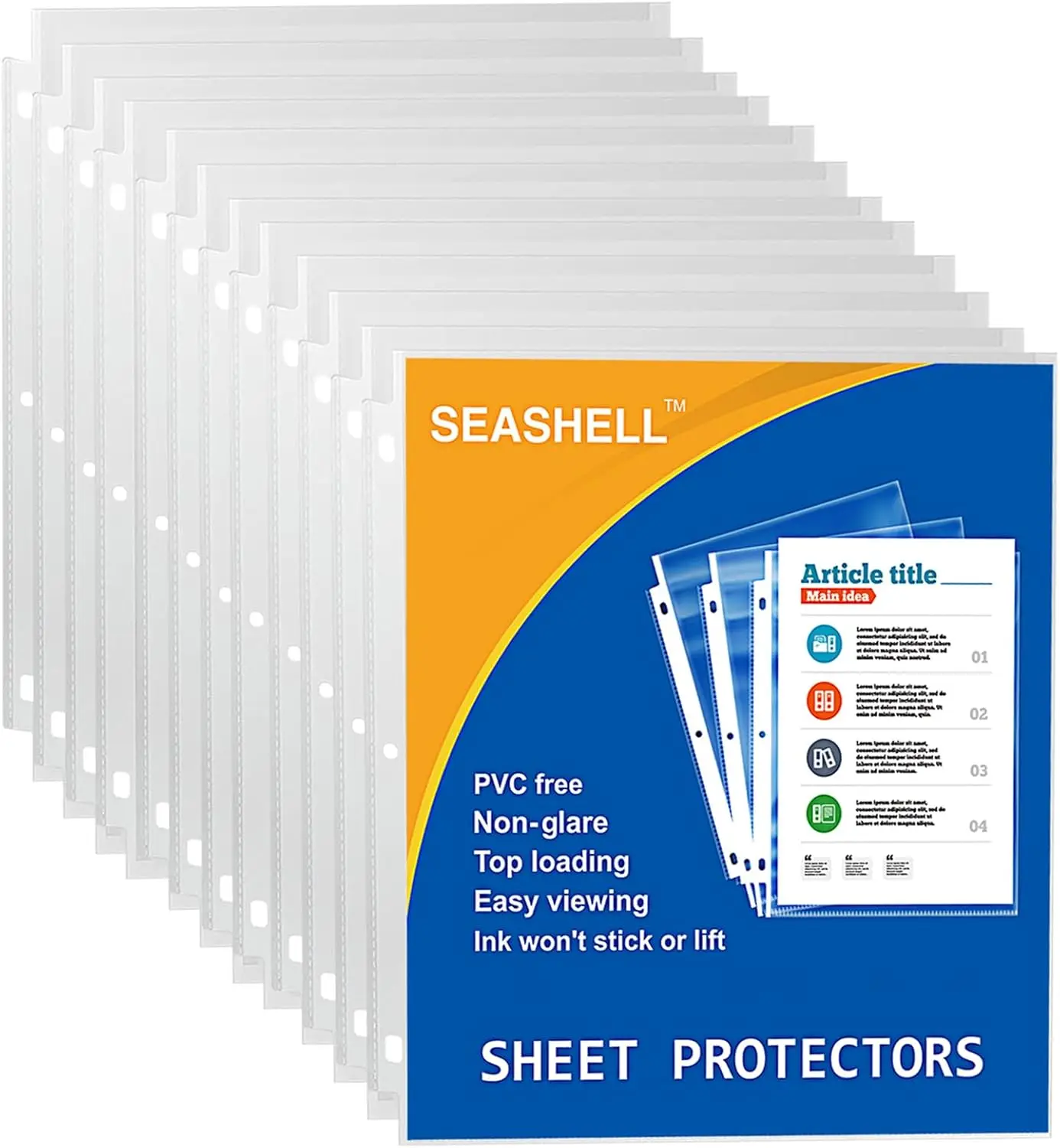 

100 Non-Glare Sheet Protectors, Letter Size, Top Loading, 3 Hole Punched for 3 Ring Binder, 8.5x11, Clear Plastic Page Sleeves