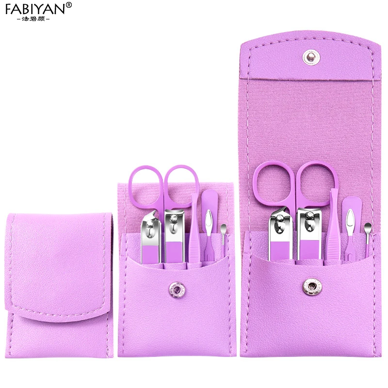 7 pz/set Manicure Set in acciaio inox Nail Art Clipper cuticola tronchesi forbice Grooming strumenti con borsa in pelle PU
