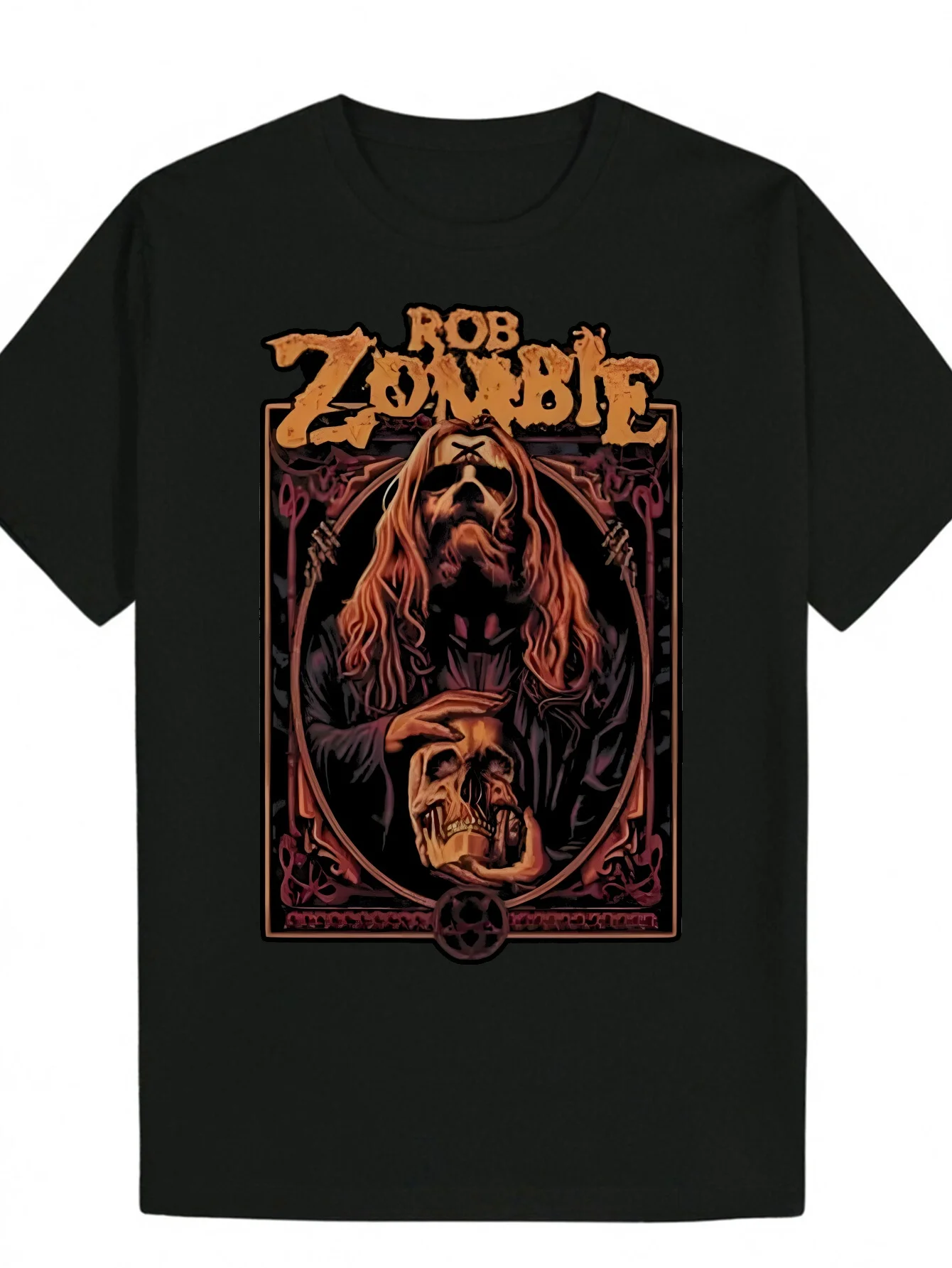 

Men s Rob Zombie Graphic Summer T-Shirt - Black Casual Short Sleeve Round Neck Polyester Tee with Skull Portrait Design