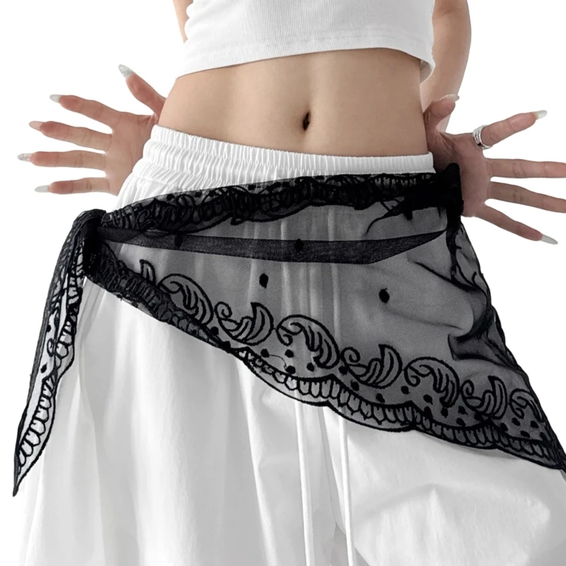 Q39C Delicate Lace Waistband Hip Wrap Scraf Waist Cincher For Women Daily Outfit Theme Party And Dress Pants Outfit Enhancer