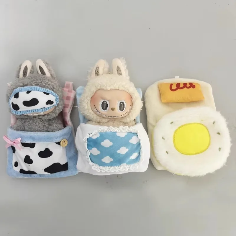 Zestaw pościeli do śpiwora dla lalki Labubu 17 cm, urocze akcesoria do zabawek do odgrywania ról, dekoracje do pokoju dziecięcego, śliczne ubranka dla lalek