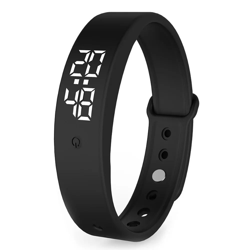 

V9 LED Digital Smart Bracelet With Body Temperature Monitor Smart Band Vibration Alarm Reminder Waterproof Smart Clock Smartband