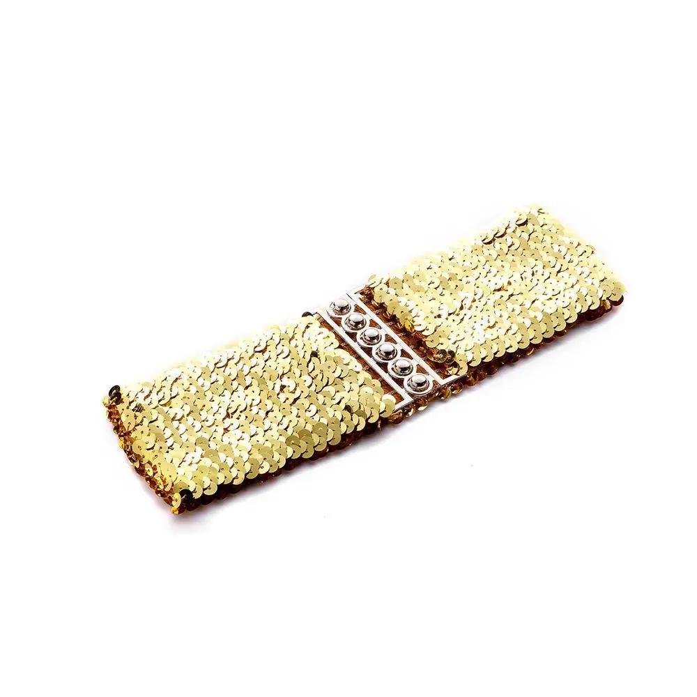 Charms Stretch Belly Sequin Wide Waistband Belt Buckle