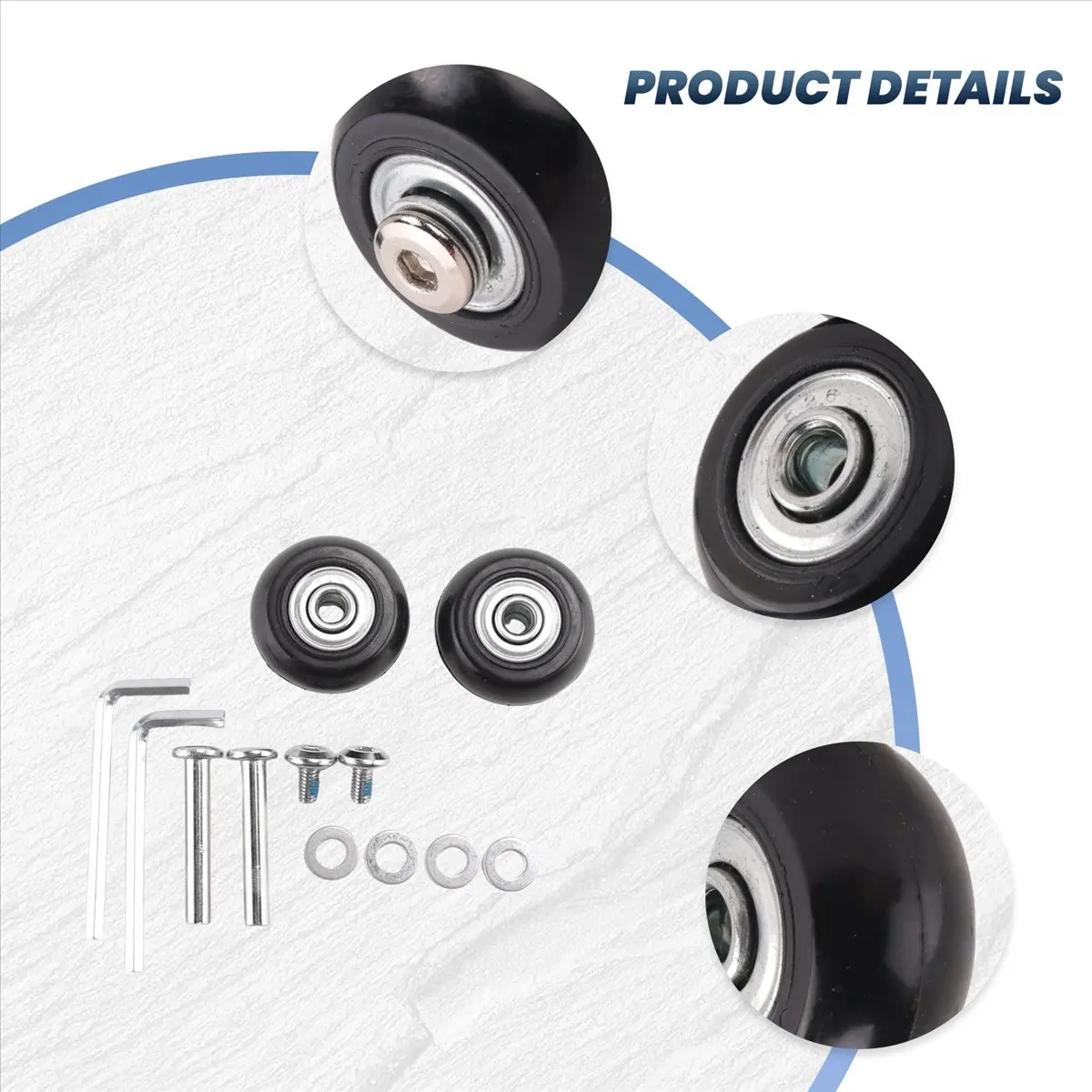 ABQR 2 jeux de roues de rechange pour valise à bagages, essieux, outil de réparation de luxe, diamètre extérieur 35mm