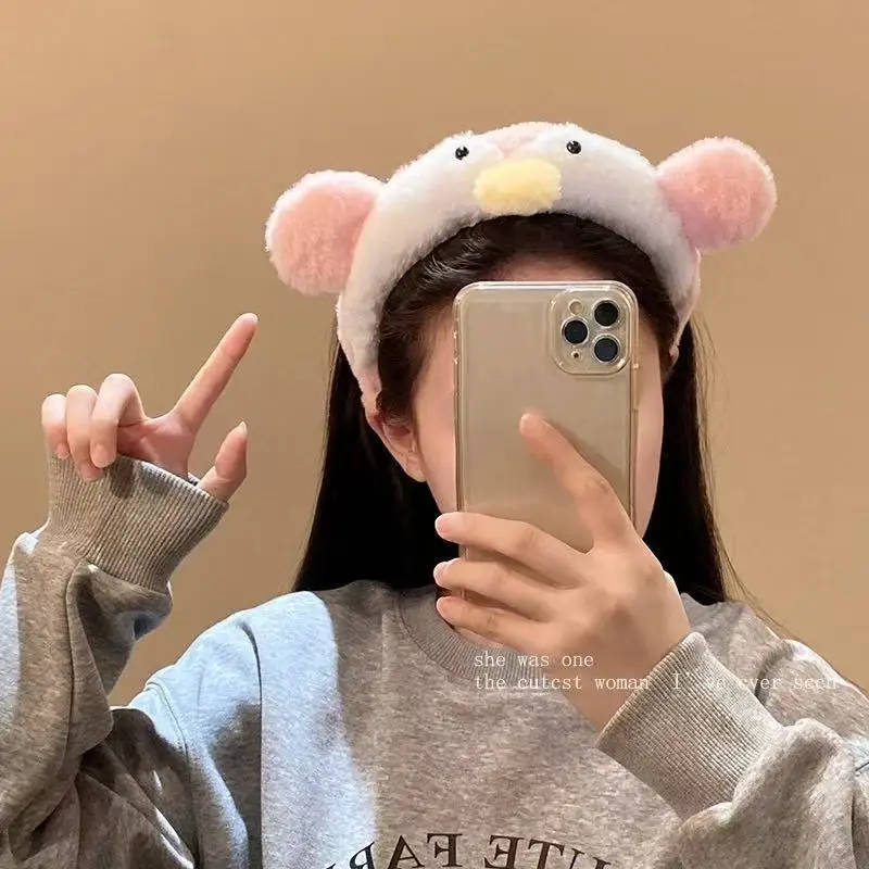 

Cartoon Penguin Plush Hair Band Wash Face Makeup Headband Apply Facial Mask Hairband Cute Hair Accessories for Women Girls