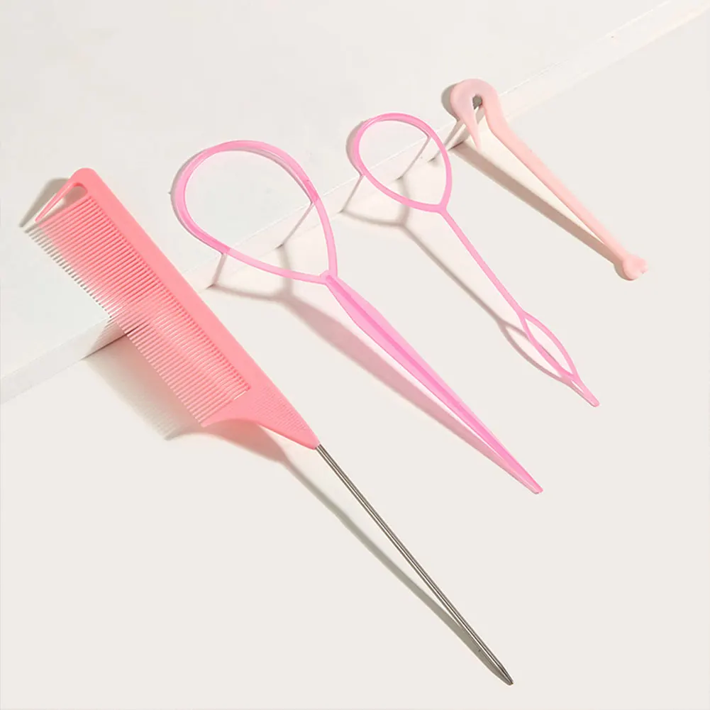 4Pcs/Set French Braid Tool with Remover Rat Tail Comb Pin Set DIY Professional Hair Looping Tools Hair Accessories for Women