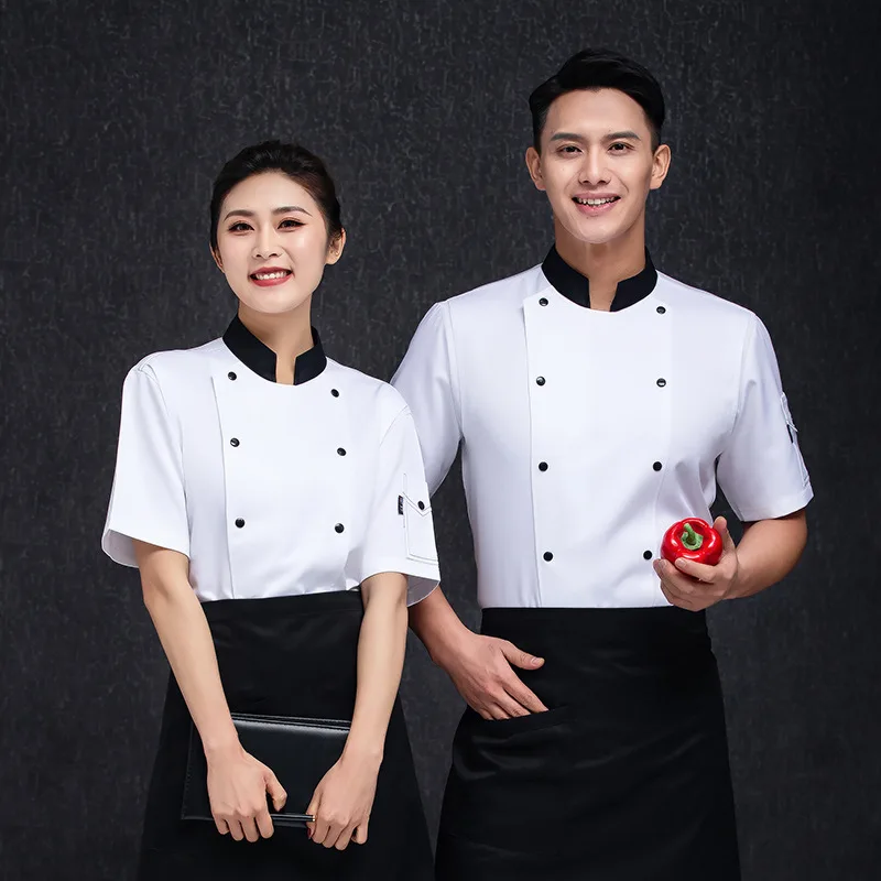 Hotel Kitchen Long Short Sleeve Women'S Thin Canteen Chef Uniform Summer Cake Shop Baker Work Clothes